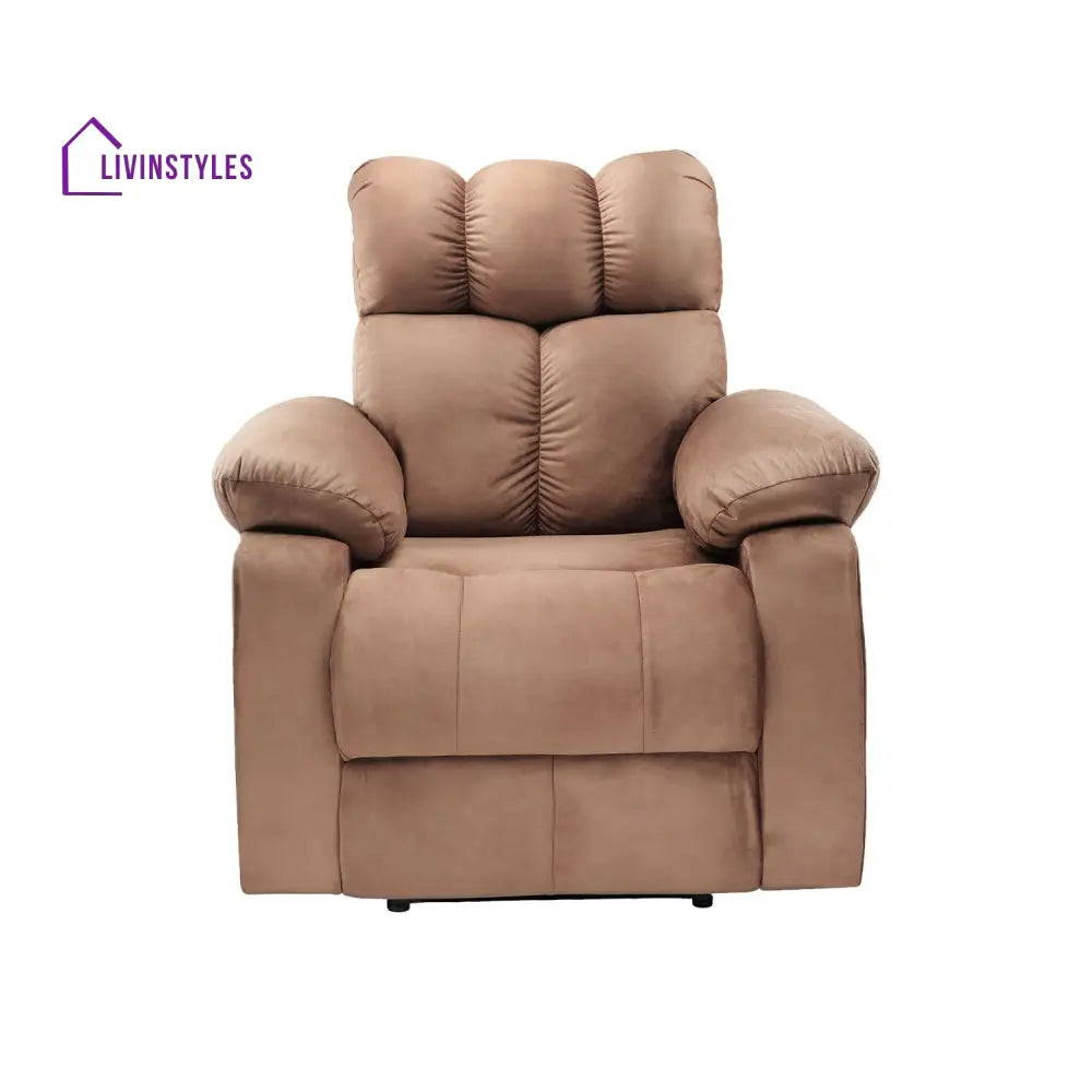 Helina Fabric 1 Seater Manual Recliner Chair (Beige)