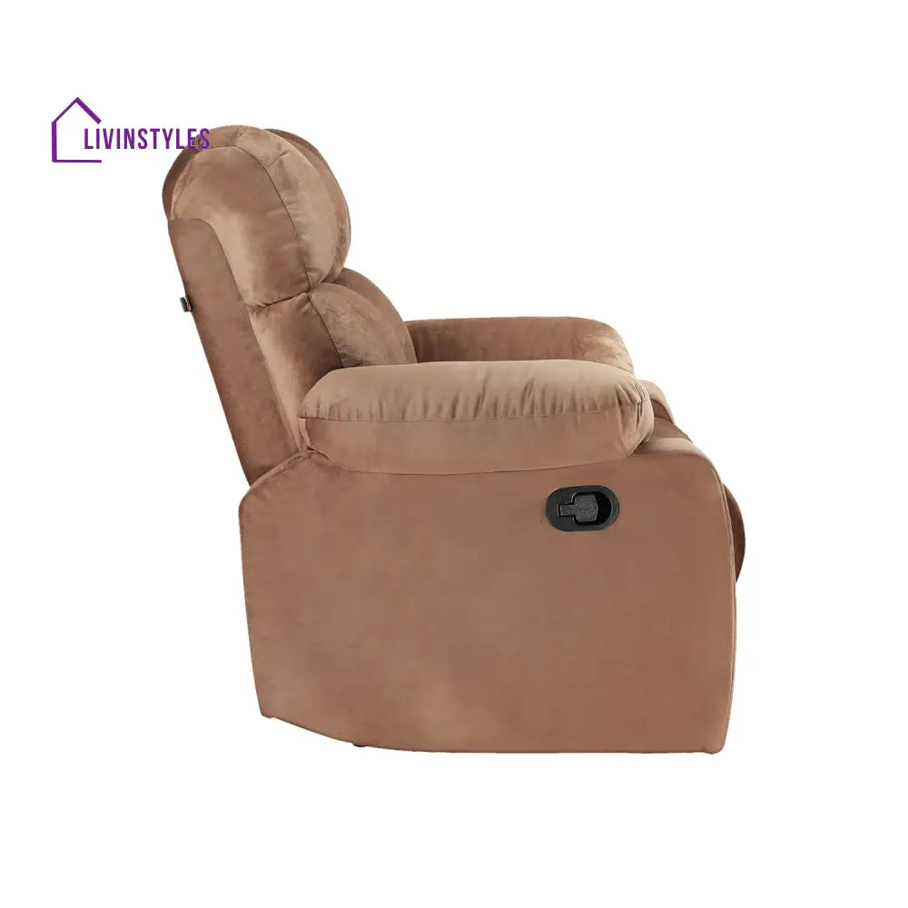 Helina Fabric 1 Seater Manual Recliner Chair (Beige)