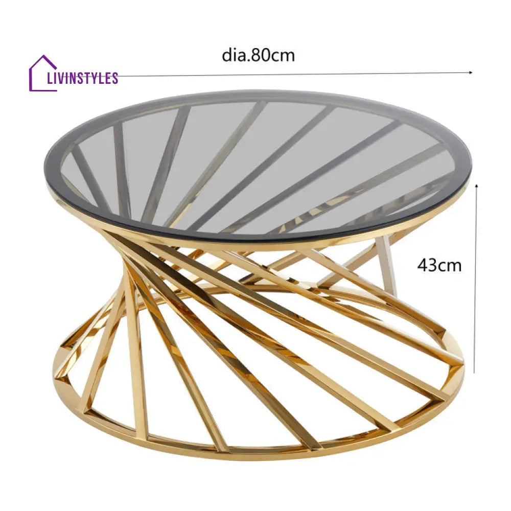 Hema Stainless Steel Coffee Table For Living Room - Gold Finish