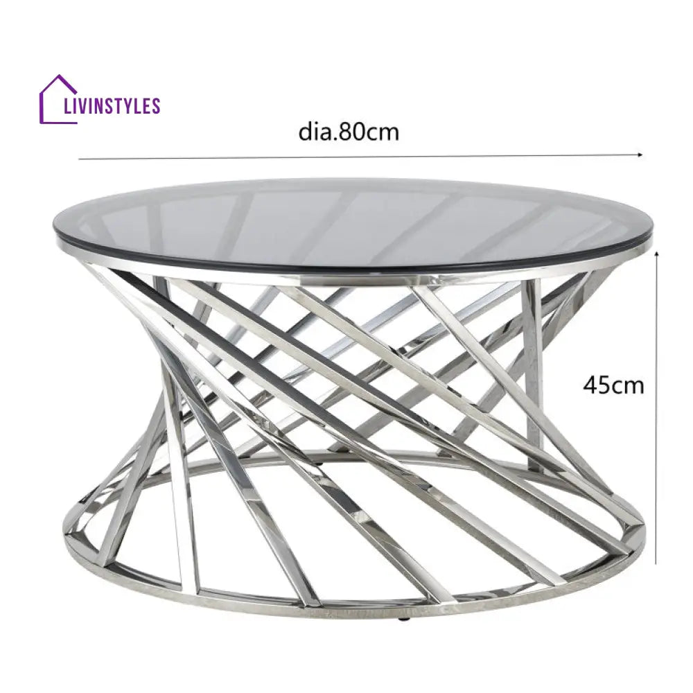 Hema Stainless Steel Coffee Table For Living Room - Silver Finish