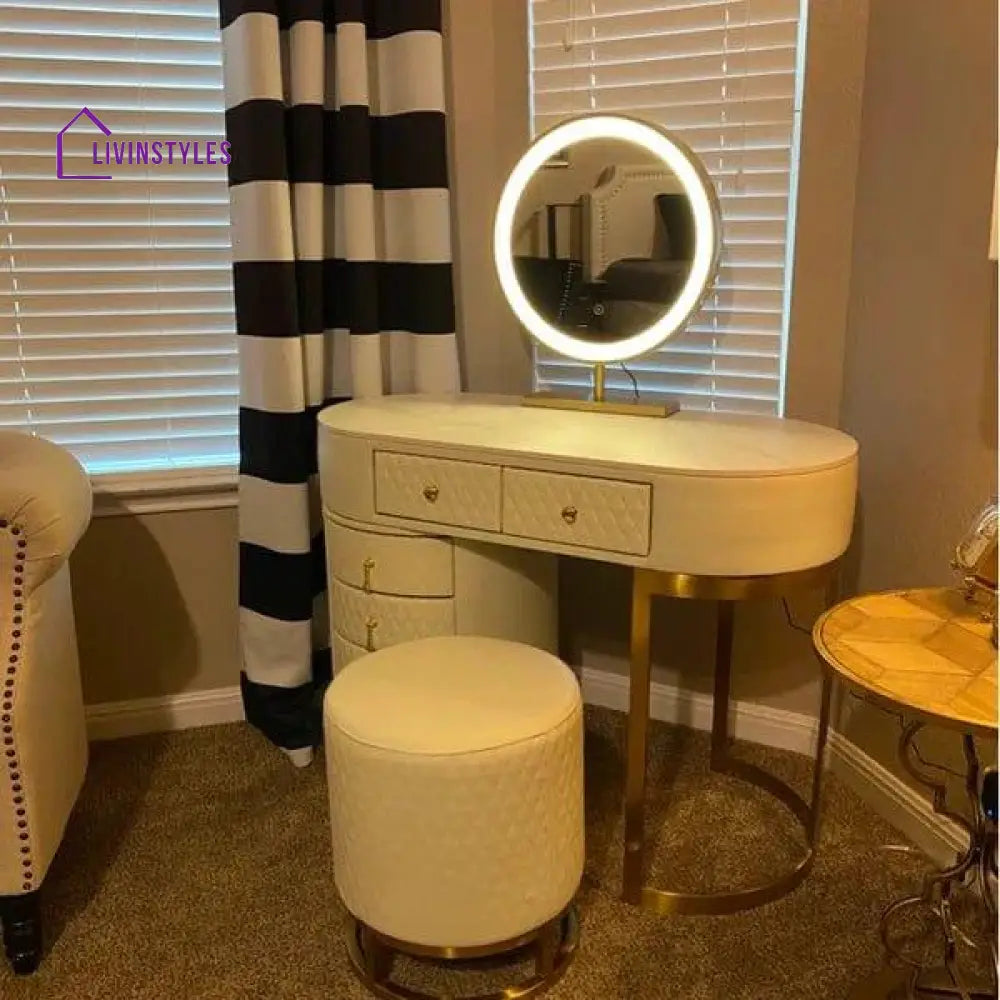 Acodaiuy Vanity Desk | Makeup Vanity Desk White Vanity Table Dressing Table with Drawers Vanity Desk with Mirror & with Lights Makeup Table for Bedroom Bathroom - White - Ouch Cart 