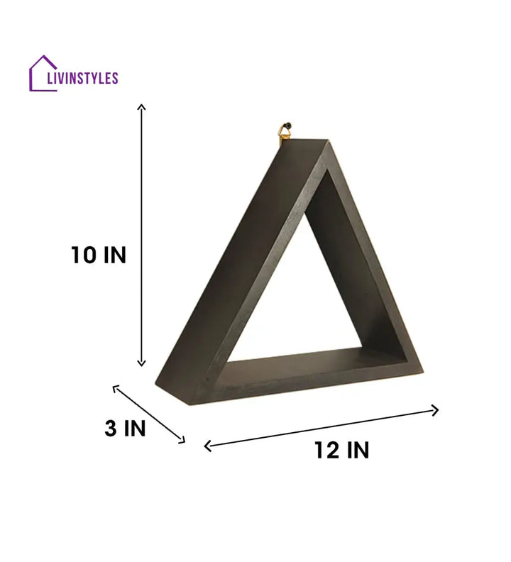 Henry Iii Triangular Set Of 3 Wooden Wall Shelves Decor