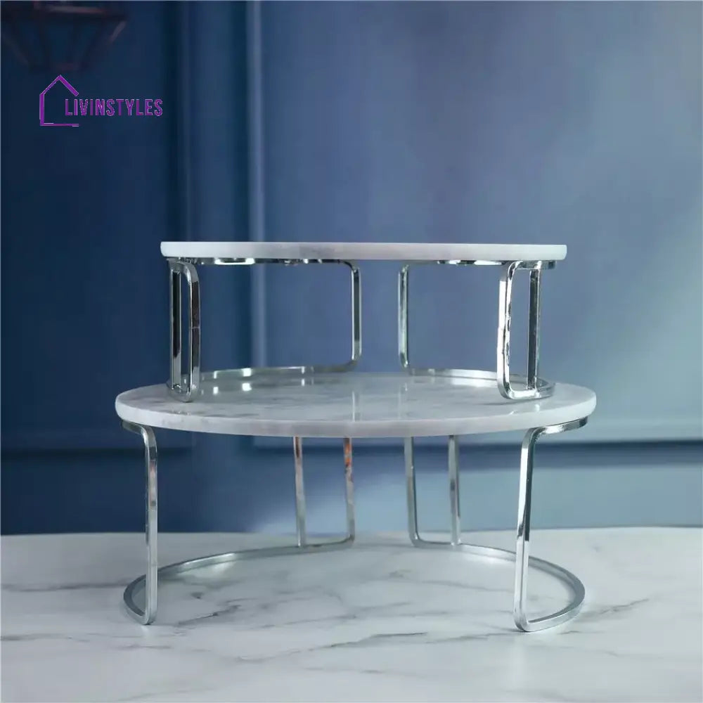 Hera Marble Silver Cake Stand Stands