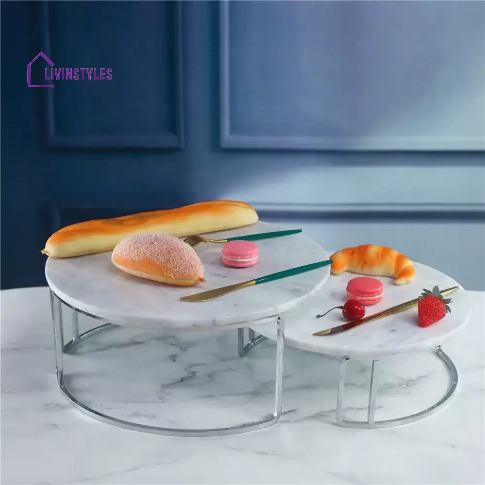 Hera Marble Silver Cake Stand Stands