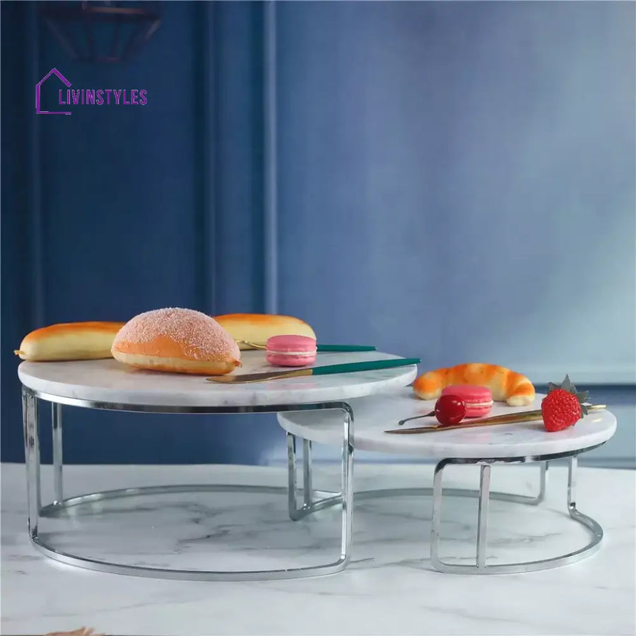 Hera Marble Silver Cake Stand Stands