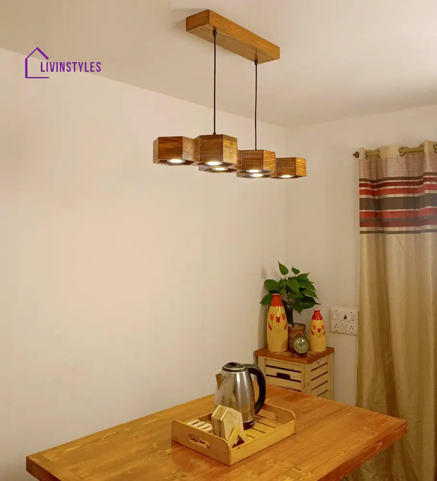 Hexa 36 Brown Wooden Led Hanging Lamp Lamps