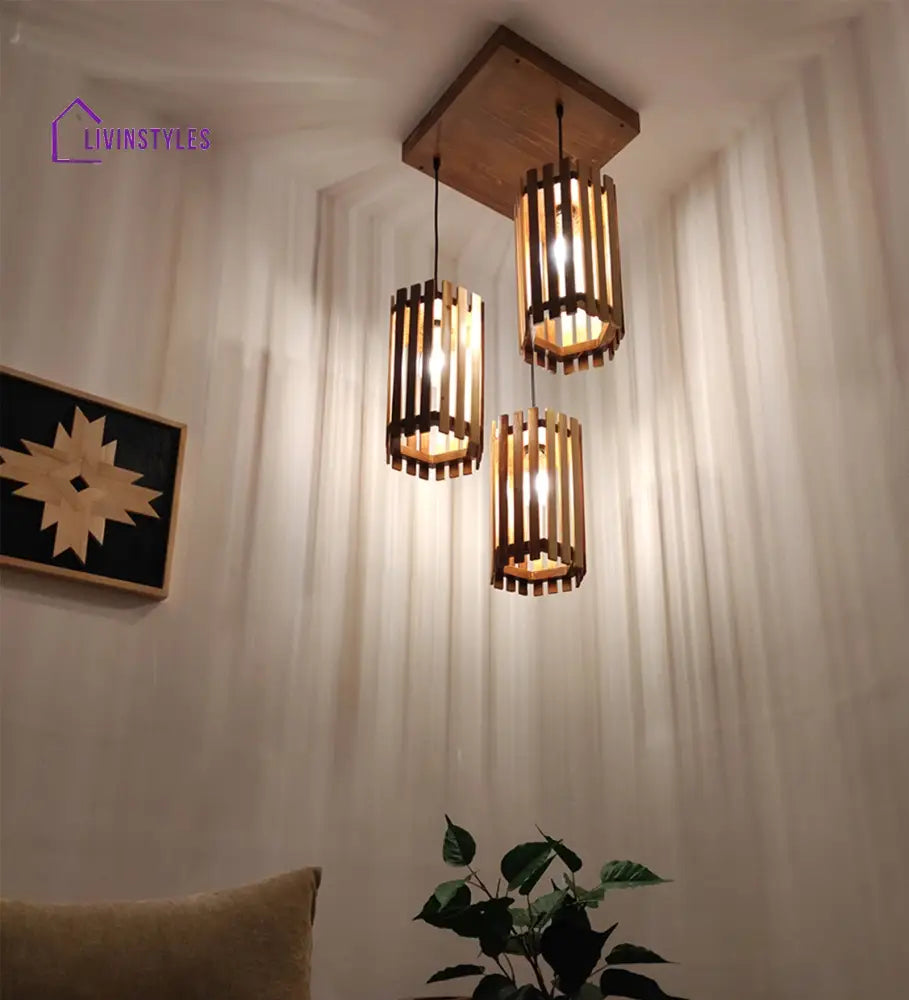 Hexa Beige & Brown Cluster Hanging Lamp Lamps