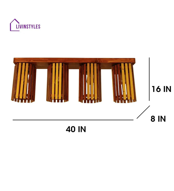 Hexa Brown Wooden 4 Series Ceiling Lamp Lights