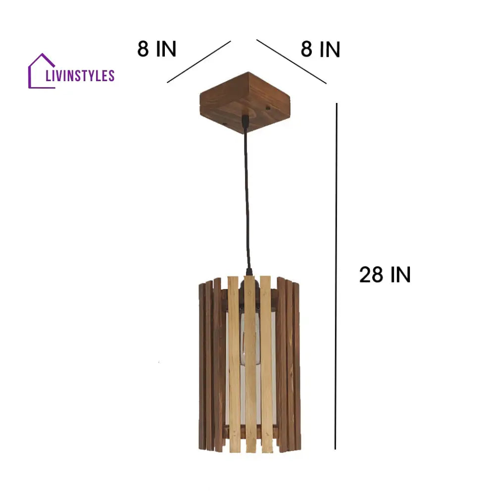 Hexa Brown Wooden Single Hanging Lamp Lamps