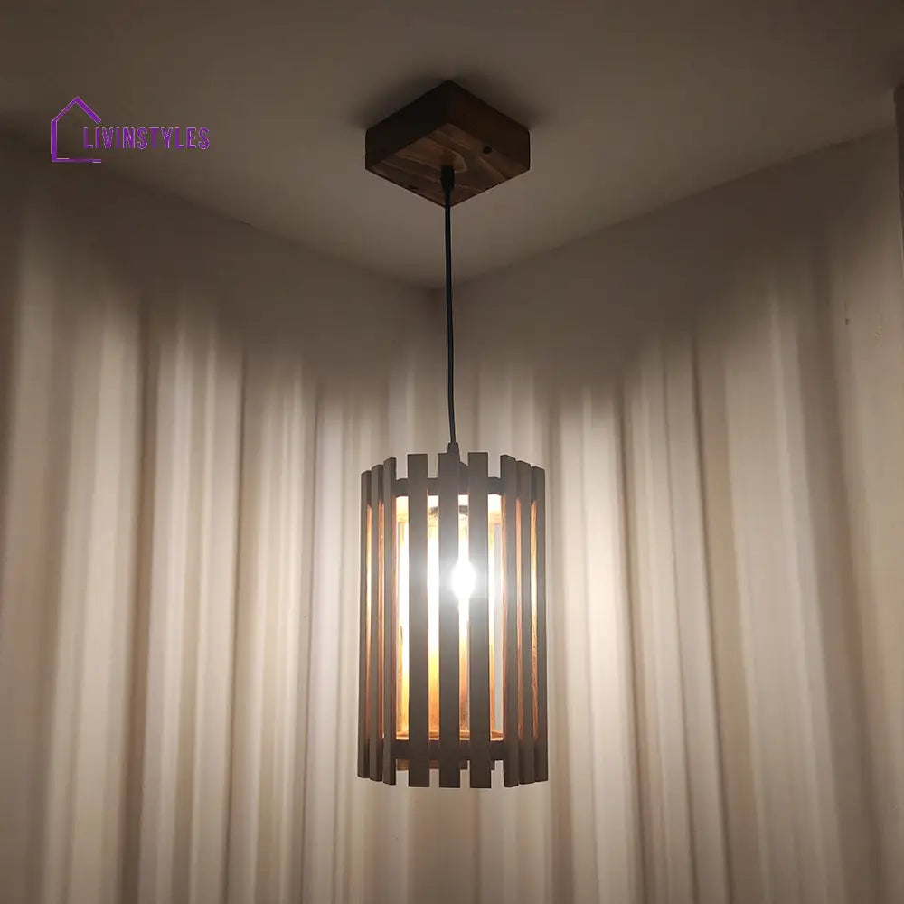 Hexa Brown Wooden Single Hanging Lamp Lamps