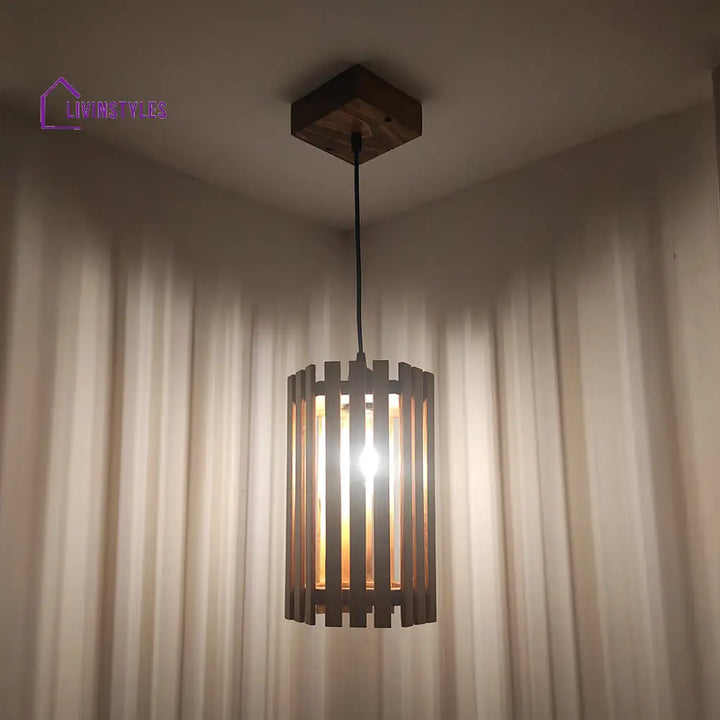 Hexa Brown Wooden Single Hanging Lamp Lamps