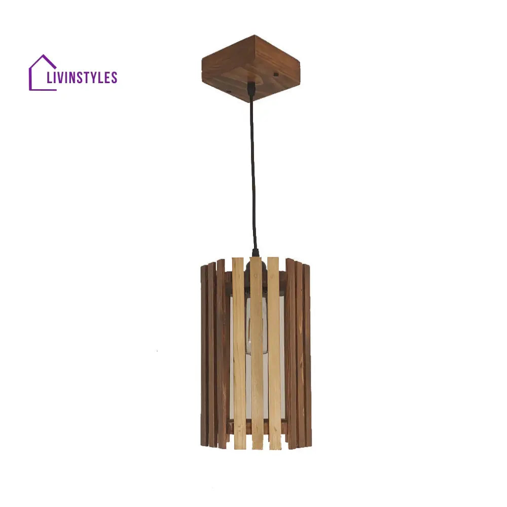 Hexa Brown Wooden Single Hanging Lamp Lamps