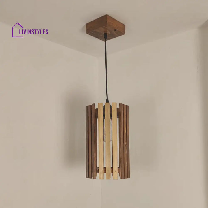 Hexa Brown Wooden Single Hanging Lamp Lamps