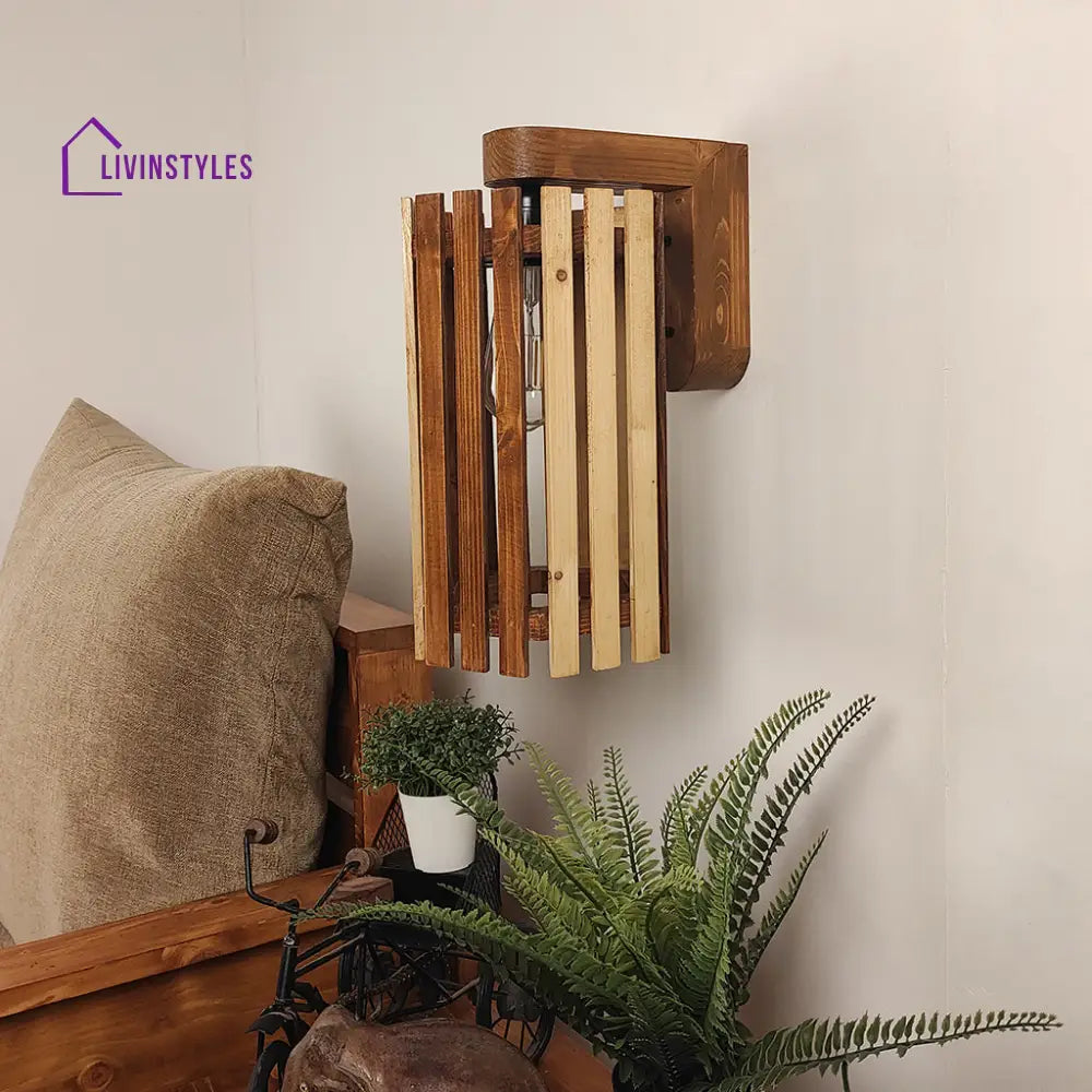 Hexa Brown Wooden Wall Light Lights