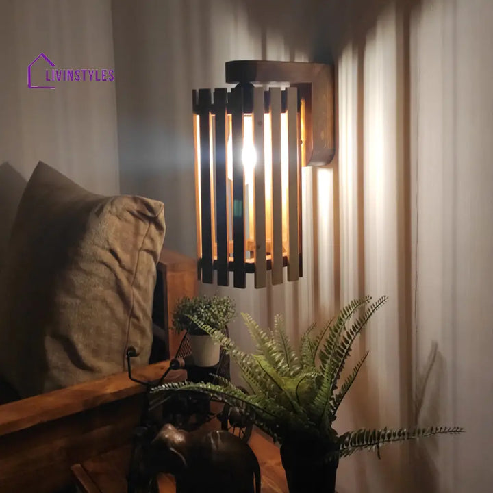 Hexa Brown Wooden Wall Light Lights