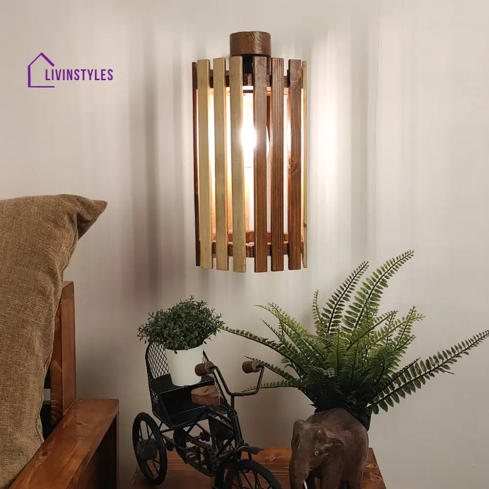 Hexa Brown Wooden Wall Light Lights