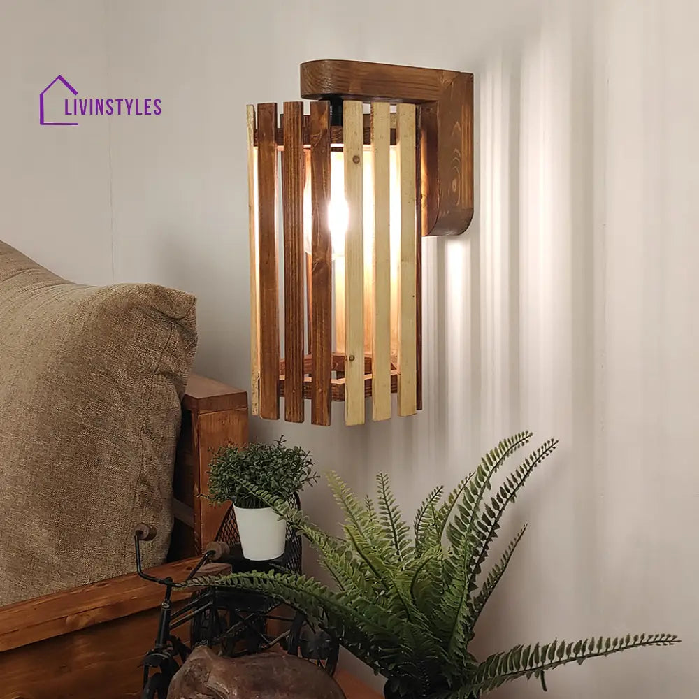 Hexa Brown Wooden Wall Light Lights