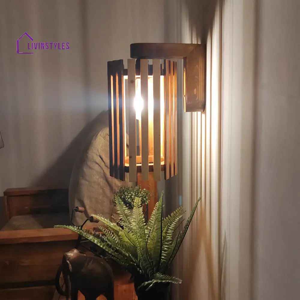 Hexa Brown Wooden Wall Light Lights