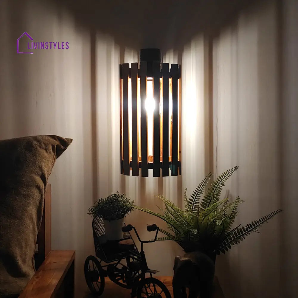 Hexa Brown Wooden Wall Light Lights