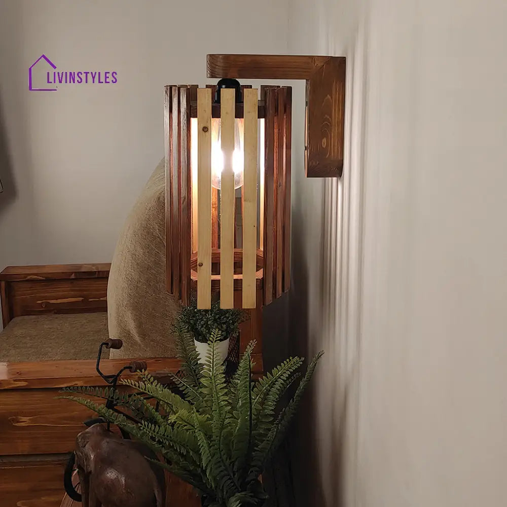 Hexa Brown Wooden Wall Light Lights