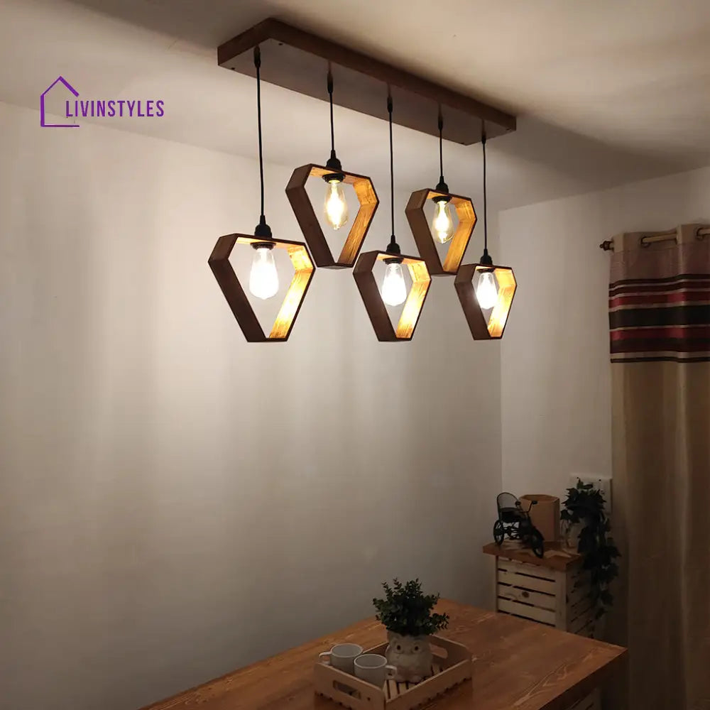 Hexad Brown 5 Series Hanging Lamp Lamps