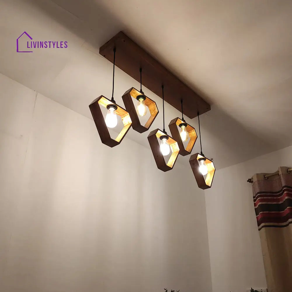 Hexad Brown 5 Series Hanging Lamp Lamps