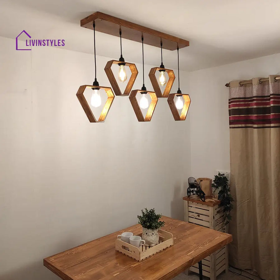 Hexad Brown 5 Series Hanging Lamp Lamps