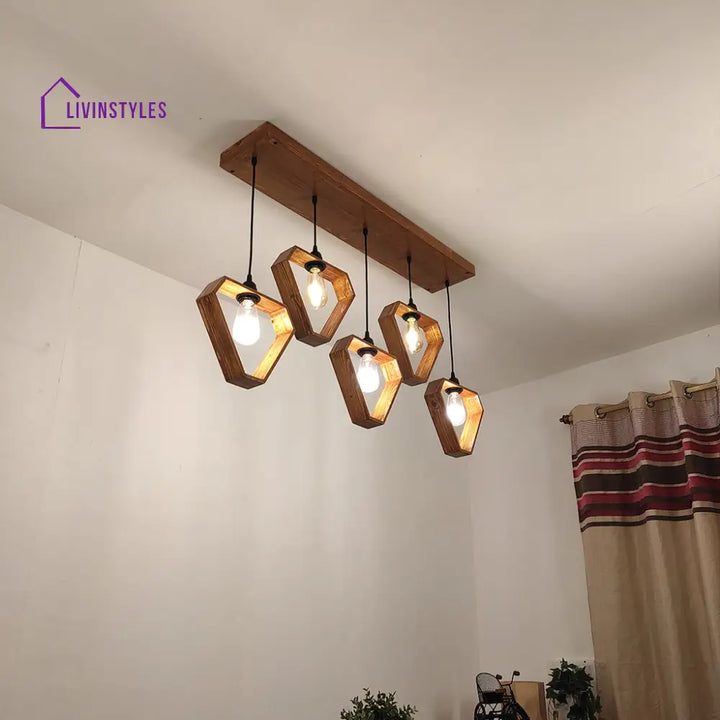 Hexad Brown 5 Series Hanging Lamp Lamps