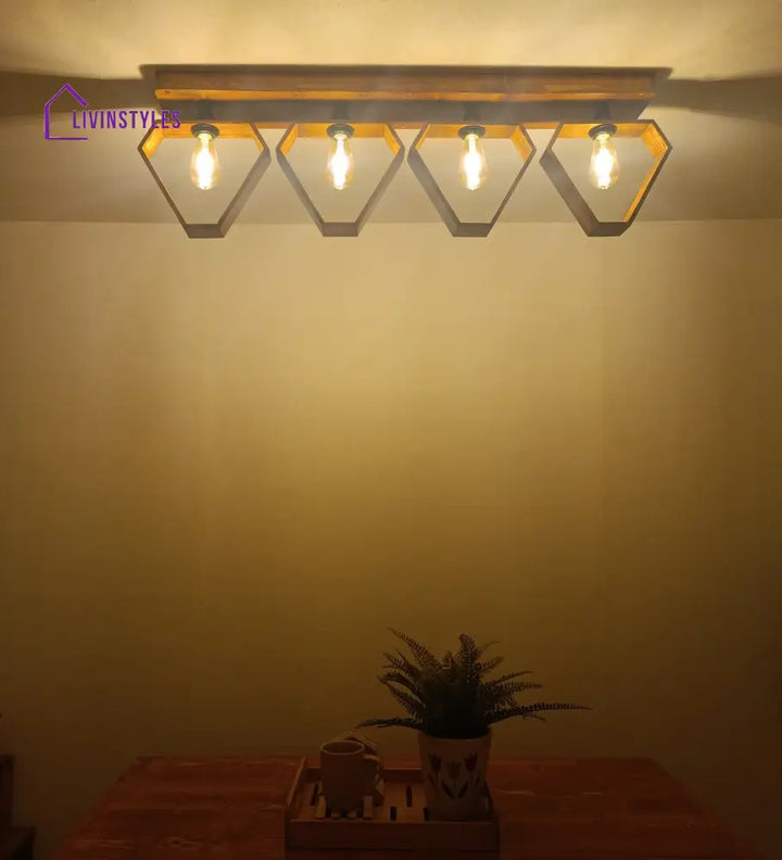 Hexad Brown Wooden 4 Series Ceiling Lamp Lights