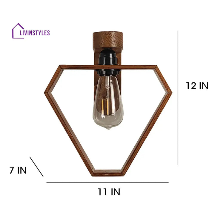 Hexad Brown Wooden Wall Light Lights