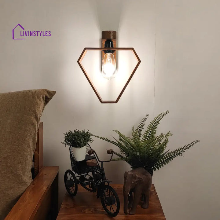 Hexad Brown Wooden Wall Light Lights