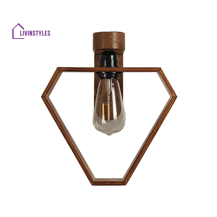 Hexad Brown Wooden Wall Light Lights