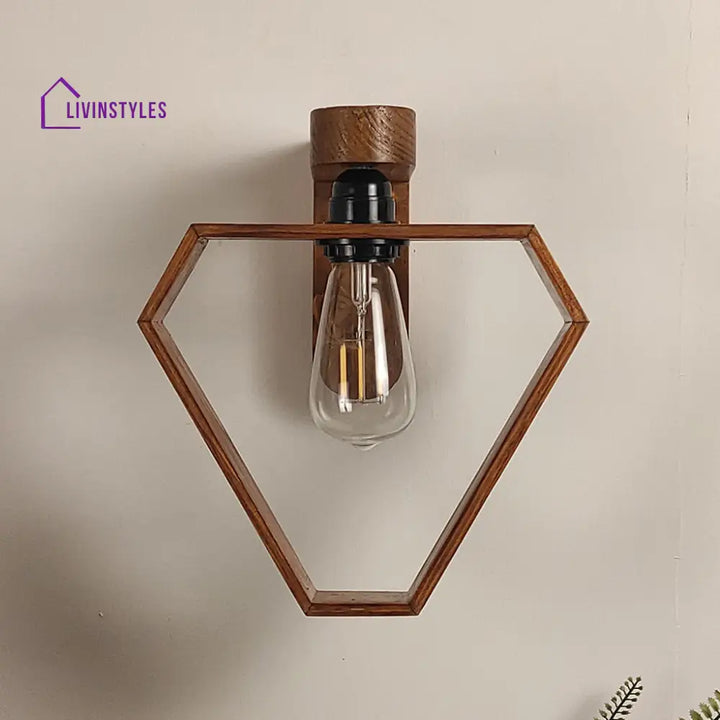 Hexad Brown Wooden Wall Light Lights