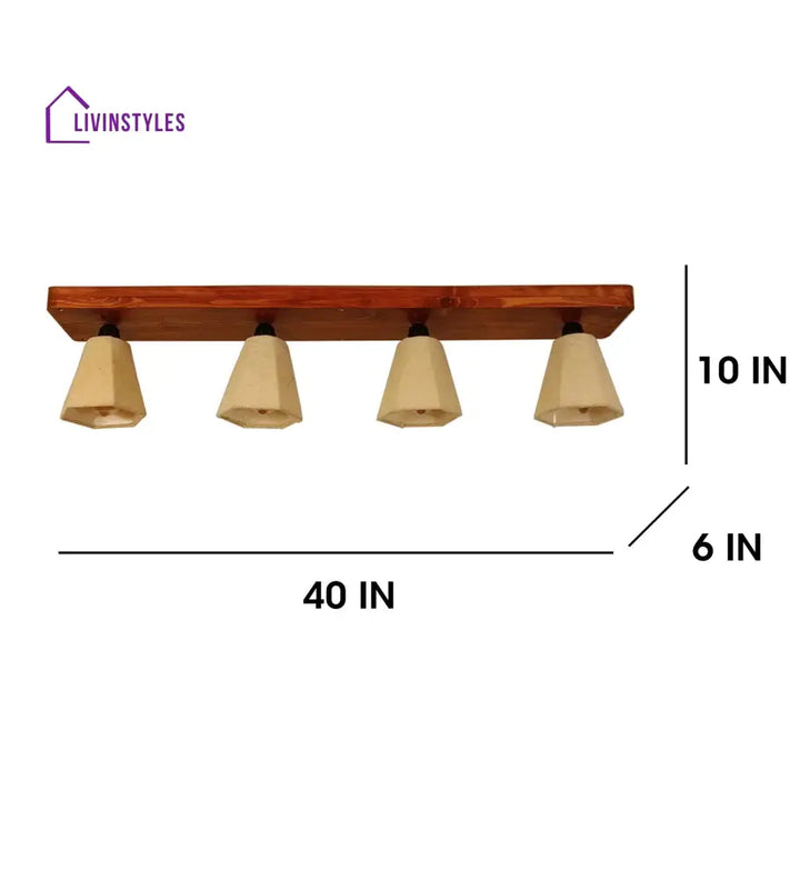 Hexagon Brown Wooden 4 Series Ceiling Lamp Lights