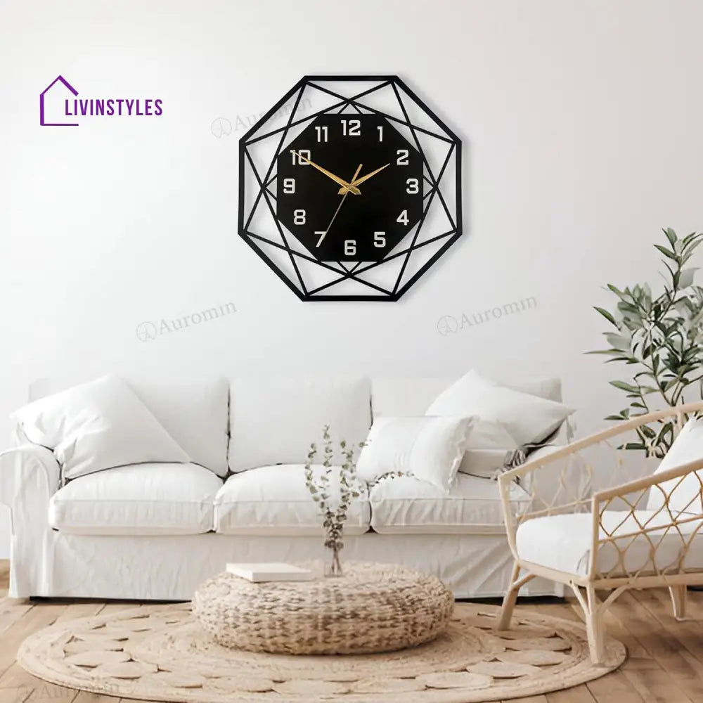 Hexagon Stylish Metal Wall Clock