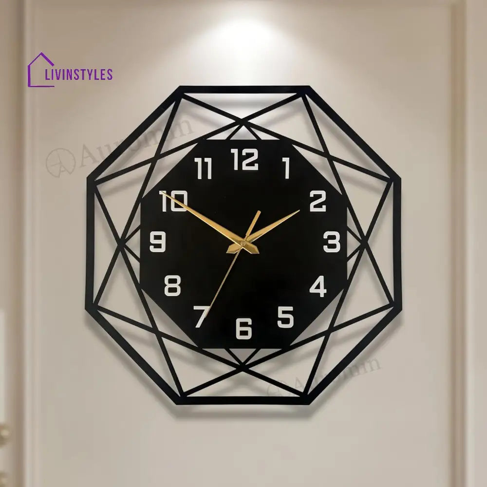 Hexagon Stylish Metal Wall Clock