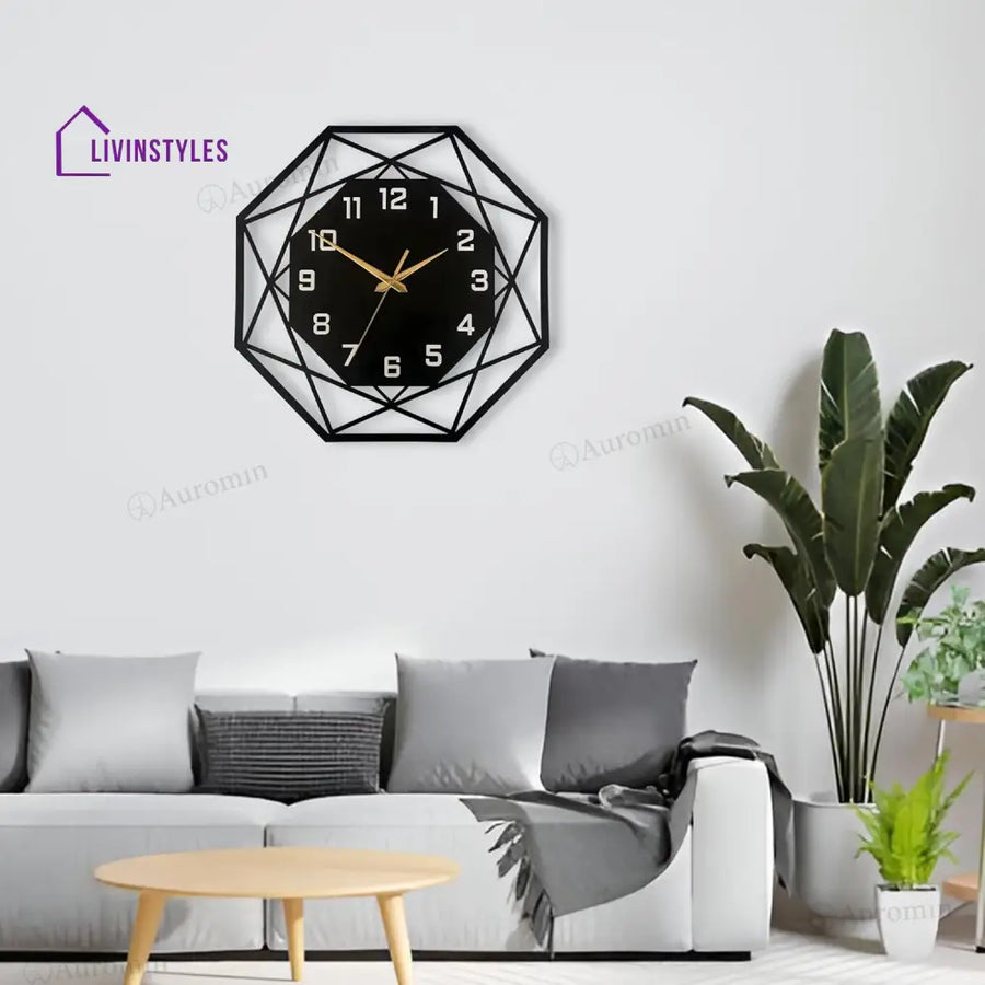 Hexagon Stylish Metal Wall Clock