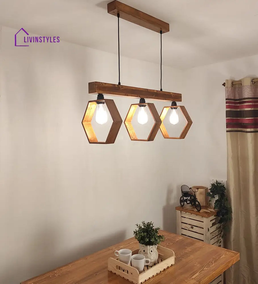 Hexagram Brown 3 Series Hanging Lamp Lamps