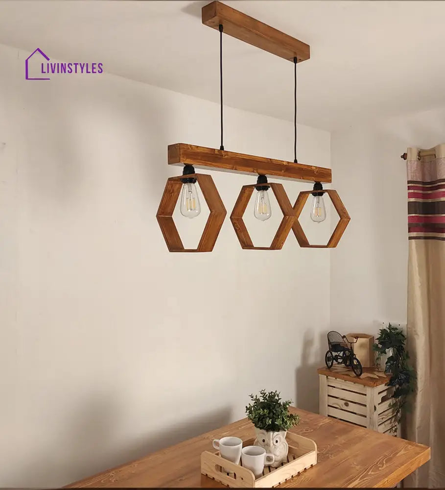 Hexagram Brown 3 Series Hanging Lamp Lamps