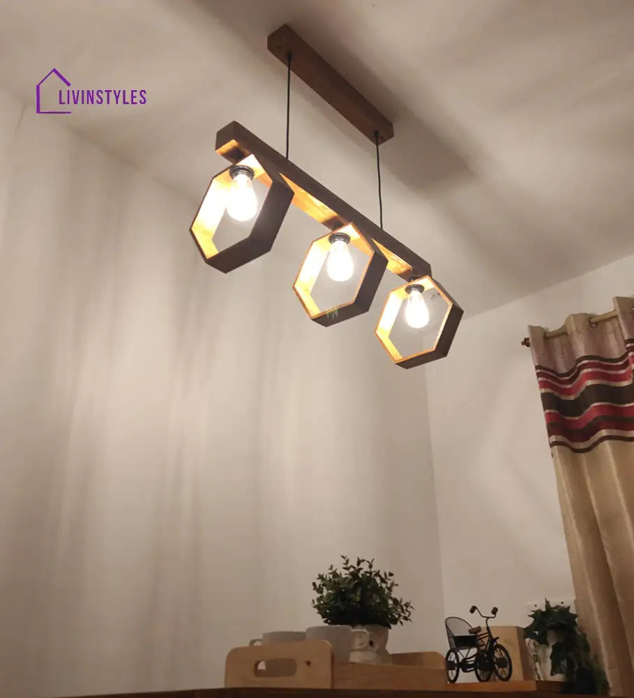 Hexagram Brown 3 Series Hanging Lamp Lamps