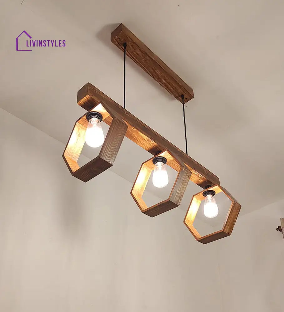 Hexagram Brown 3 Series Hanging Lamp Lamps