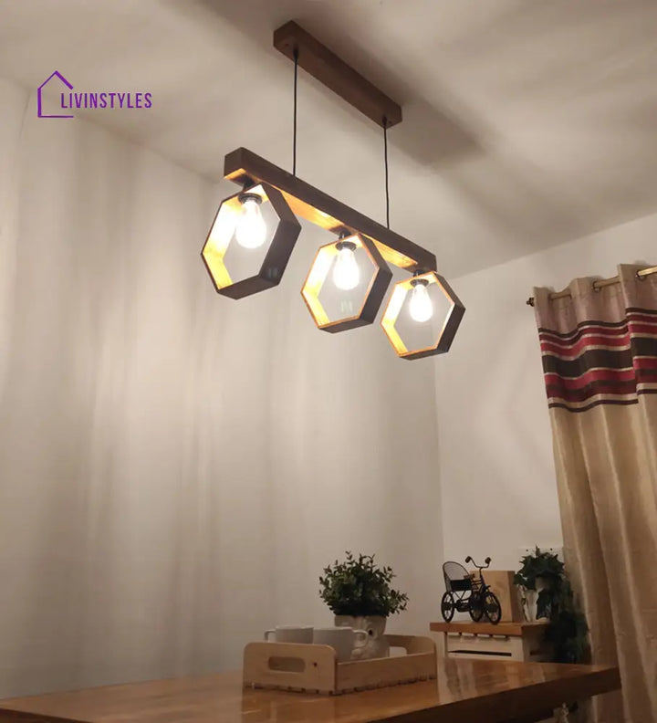 Hexagram Brown 3 Series Hanging Lamp Lamps