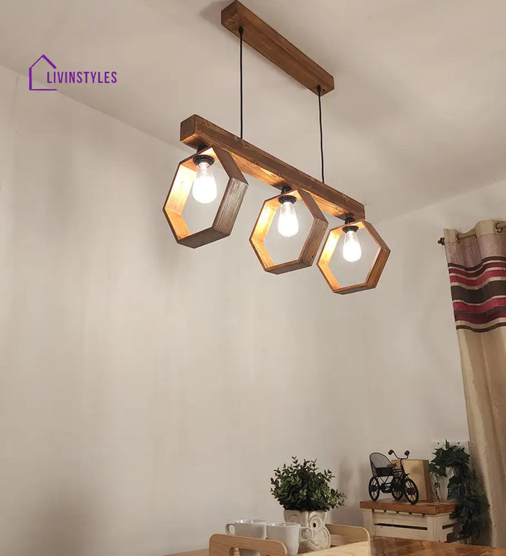 Hexagram Brown 3 Series Hanging Lamp Lamps