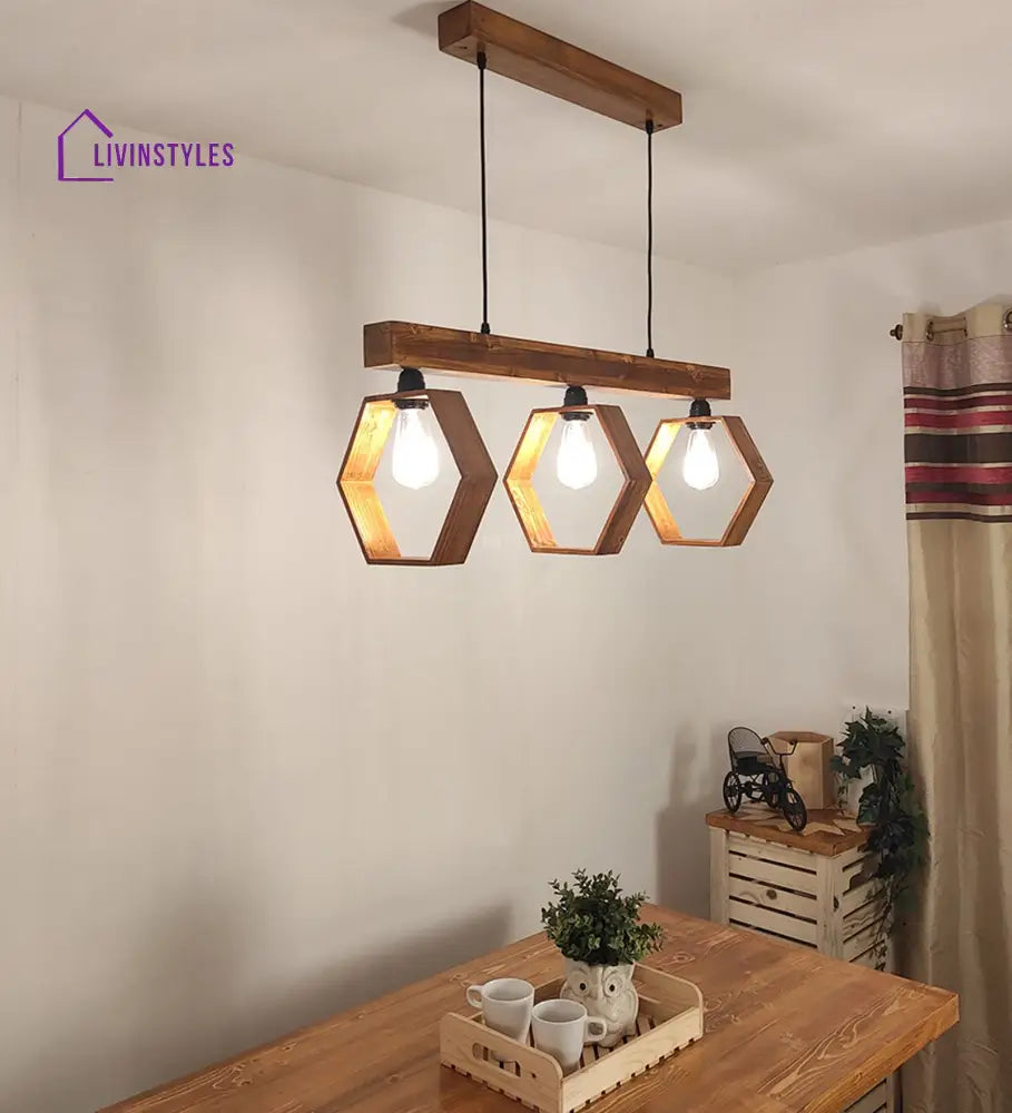 Hexagram Brown 3 Series Hanging Lamp Lamps