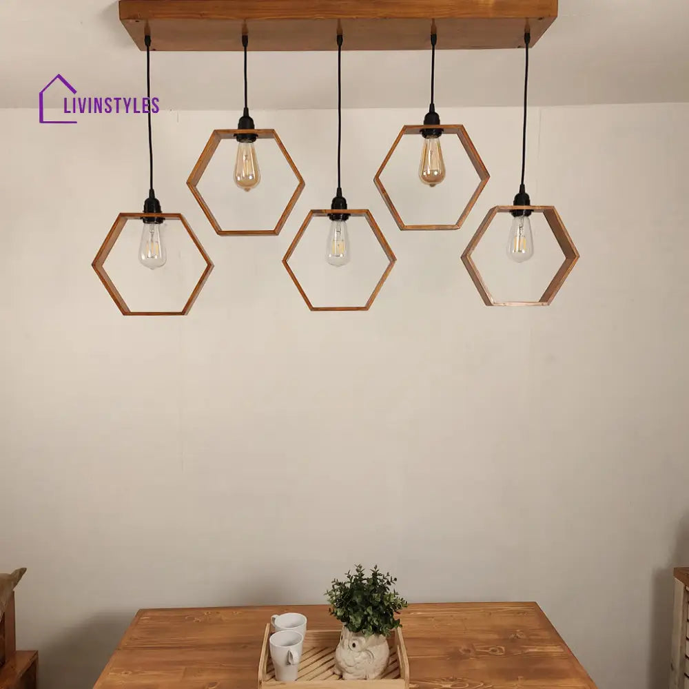 Hexagram Brown 5 Series Hanging Lamp Lamps