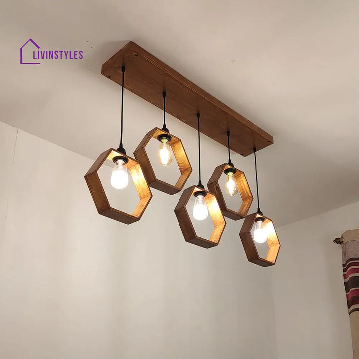 Hexagram Brown 5 Series Hanging Lamp Lamps