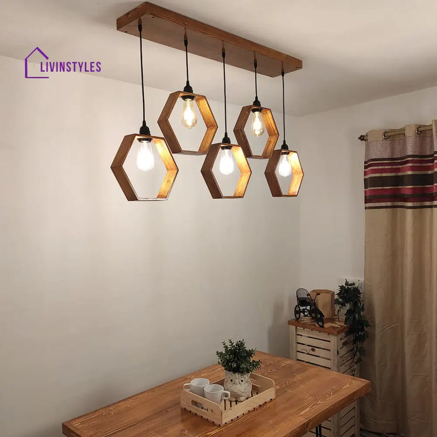 Hexagram Brown 5 Series Hanging Lamp Lamps