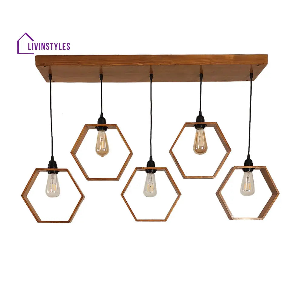 Hexagram Brown 5 Series Hanging Lamp Lamps