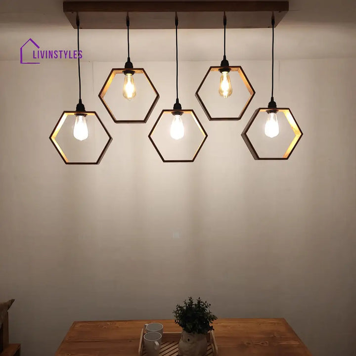 Hexagram Brown 5 Series Hanging Lamp Lamps