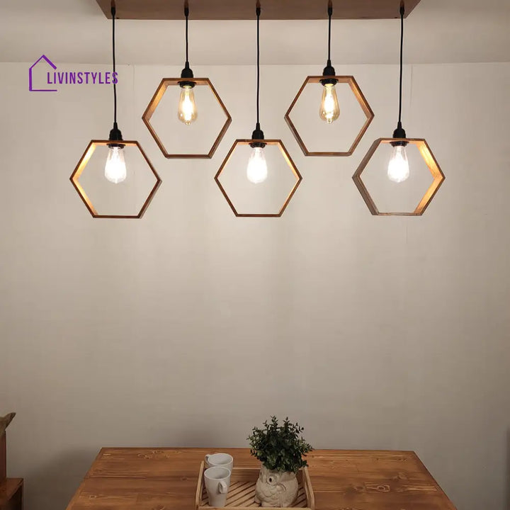 Hexagram Brown 5 Series Hanging Lamp Lamps